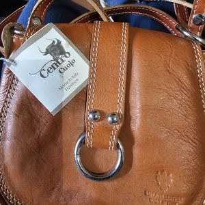 Italian Leather Centro Cuoio Crossbody Bag Natural Leather Handmade In Italy